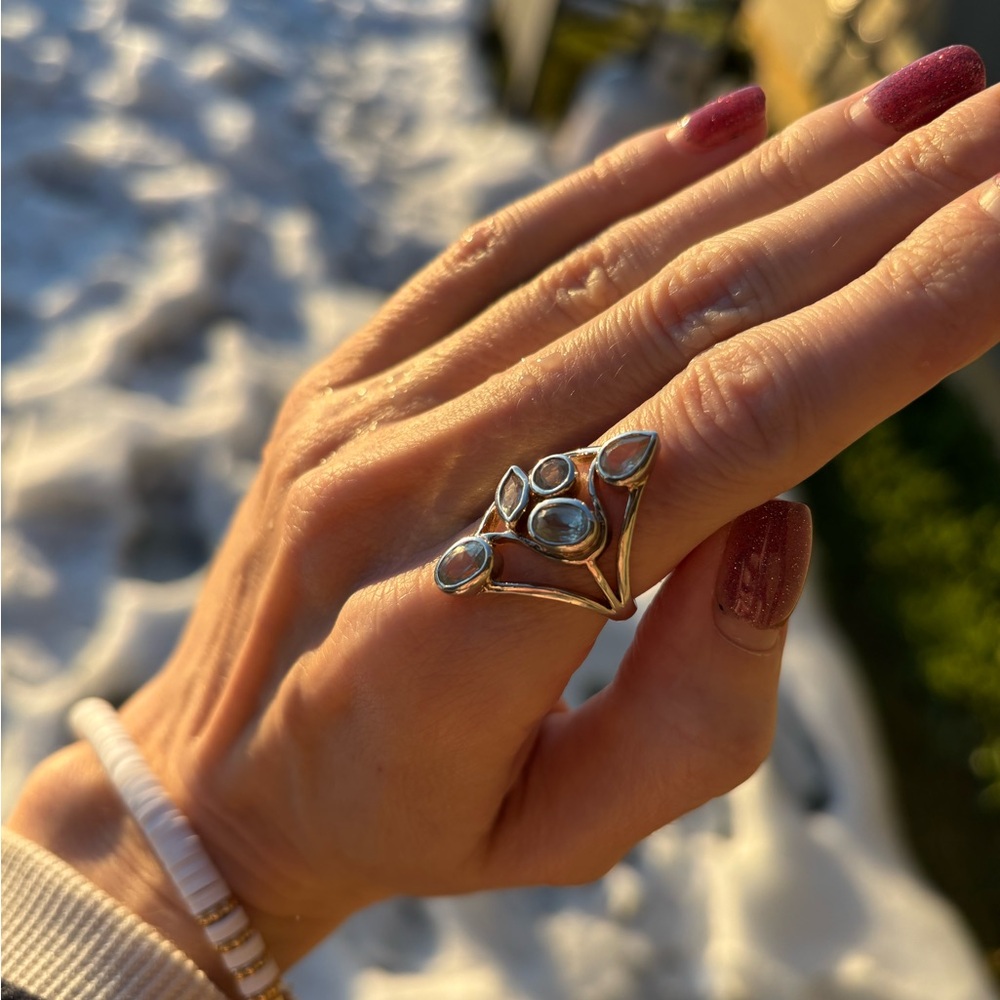 Sterling silver blue topaz ring size 6